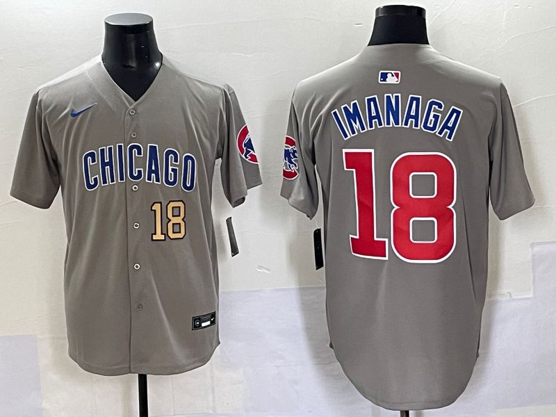 Men 2025 Chicago Cubs #18 Imanaga Grey Game Nike MLB Jersey style 70311->boston red sox->MLB Jersey